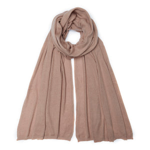 Plain Knit Cashmere Scarf - Camel