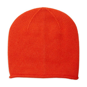 Cashmere Plain Knit Beanie - Orange