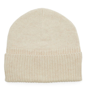 Loose Rib Cashmere Beanie - Cream