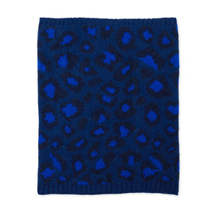 Leopard Cashmere Knitted Neck Warmer - Blue/Navy