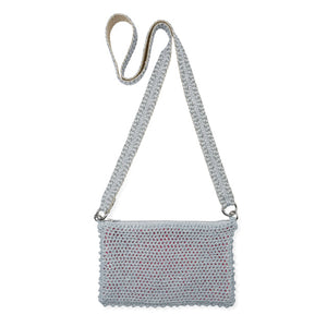 Crochet Bag With Lurex Strap - Silver