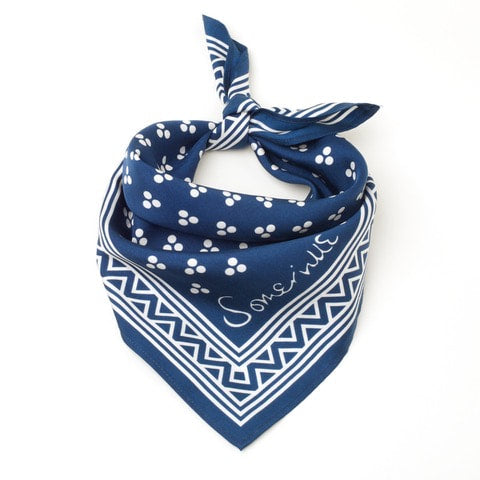Silk Small Square Scarf - Navy