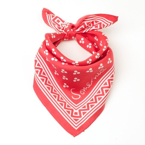 Silk Small Square Scarf - Red