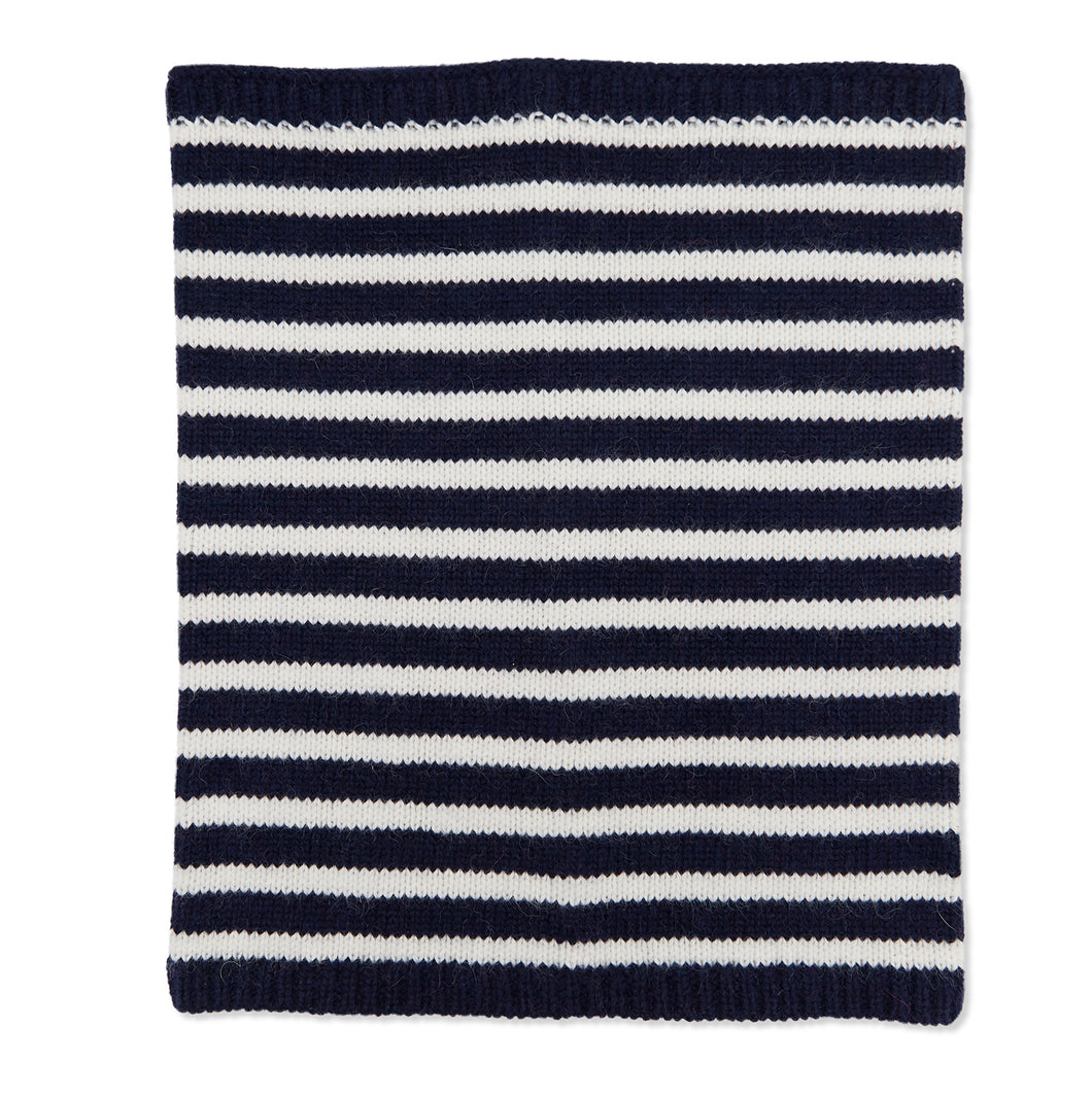 Breton Cashmere Snood - Navy/White