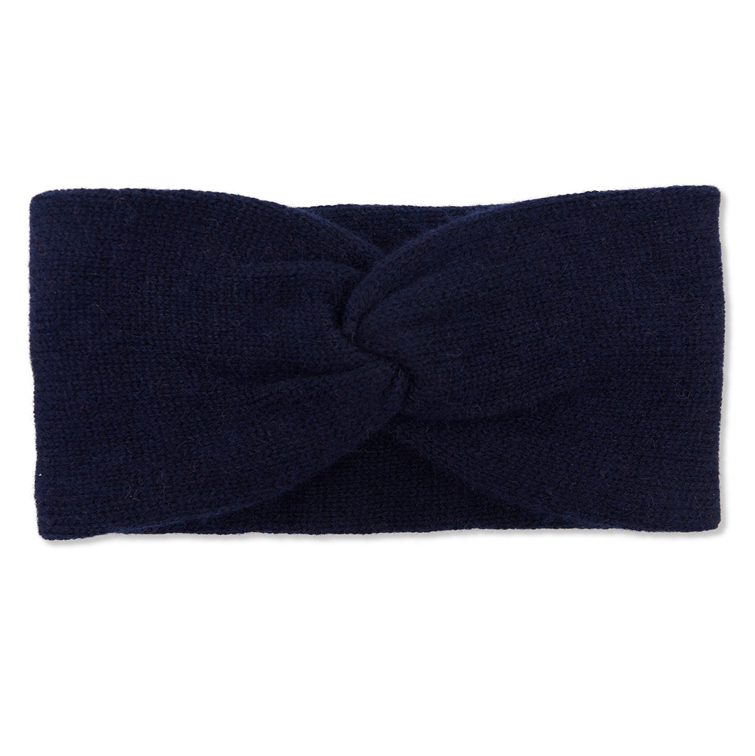 Cashmere Plain Knit Headbands - Navy