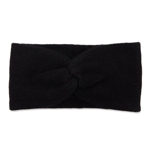 Cashmere Plain Knit Headbands - Black