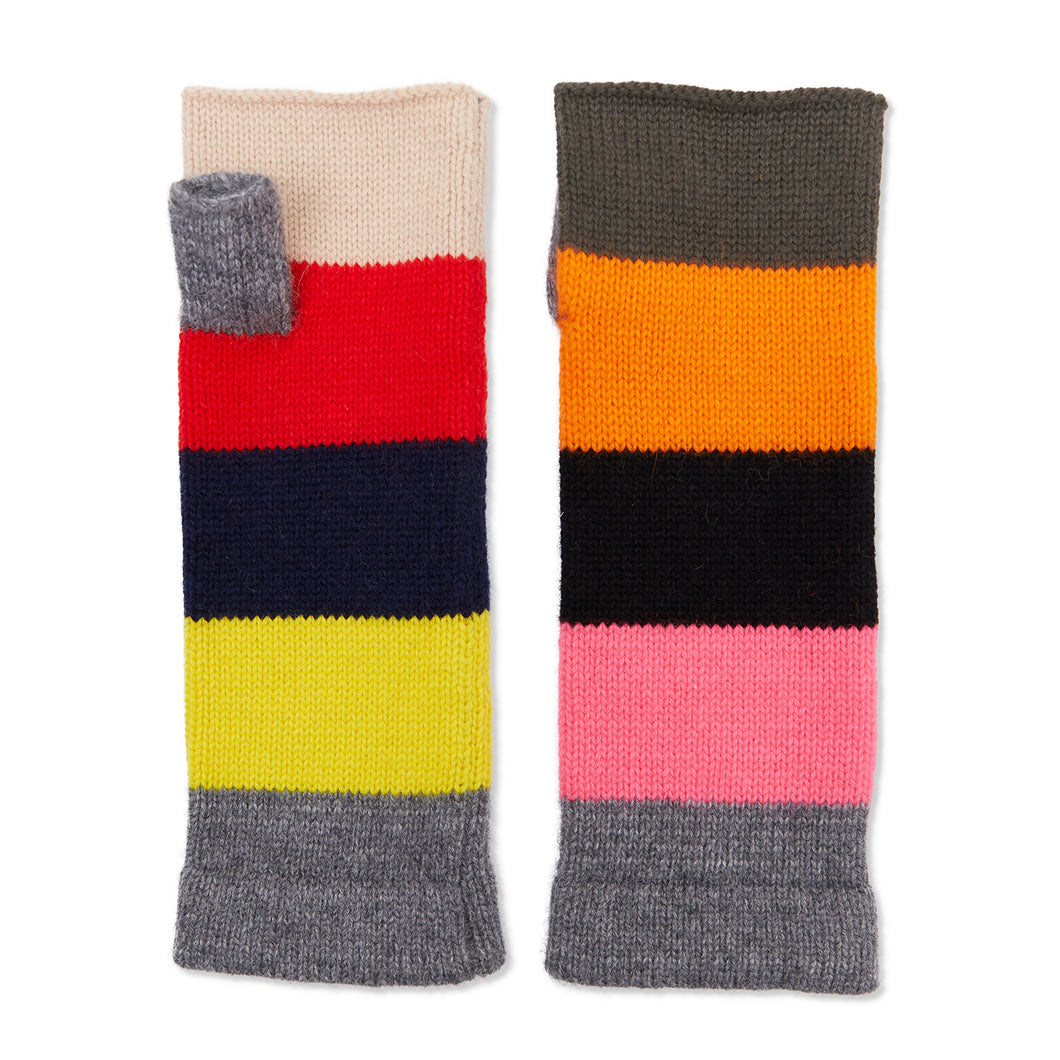 Cashmere Colour Block Wrist Warmers - Multicoloured