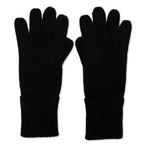 Cashmere Plain Knit Gloves - Black