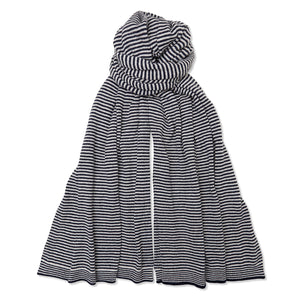 Cashmere Fine Stripe Scarf - Navy/White